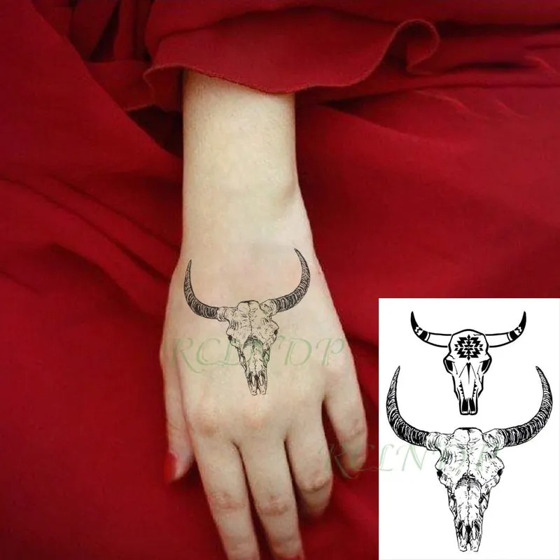 Waterproof Temporary Tattoo Sticker Neck Black Word Angel Devil Bull Cross English Letters Flash Tatoo Fake Tatto for Woman Men