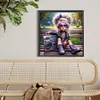 Jolie fille aux grands yeux ronde drill diamond painting-40 * 40cm