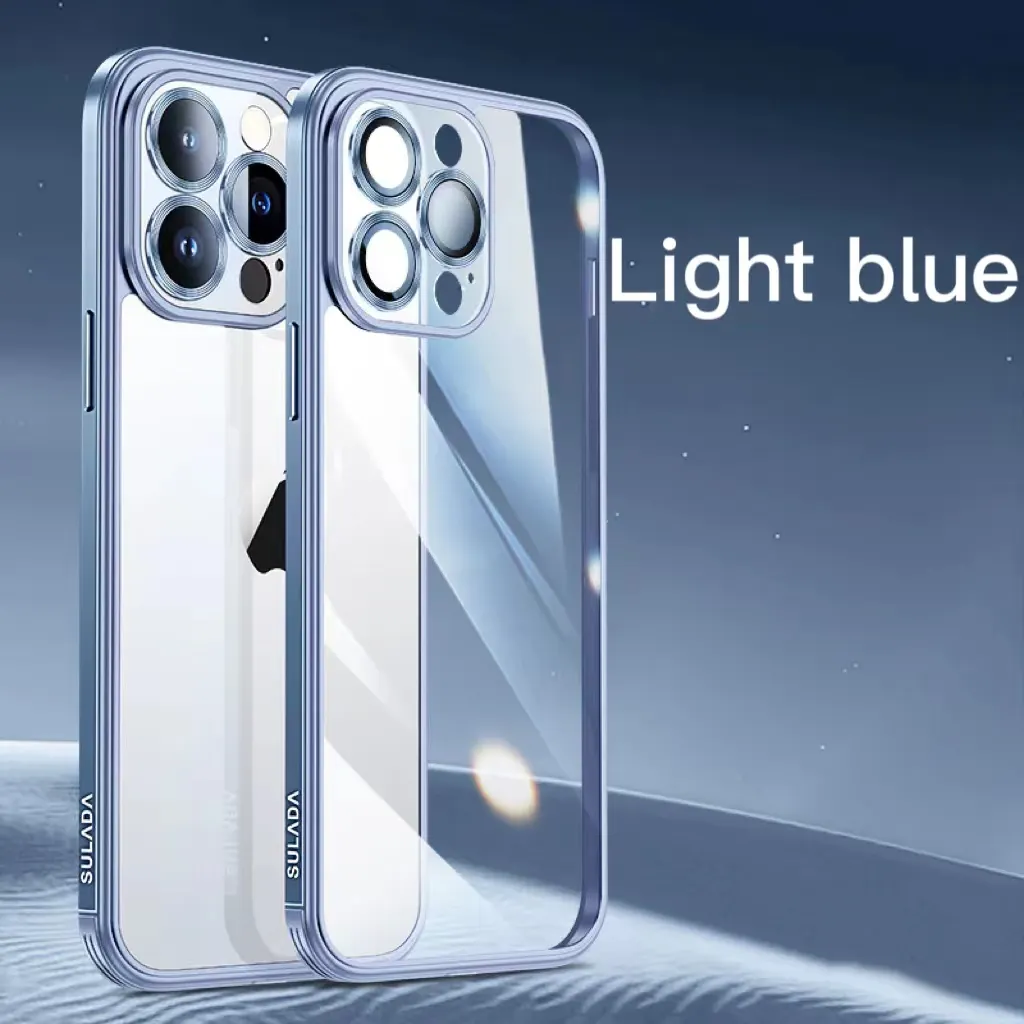For iPhone13/14 Lens Nano Glass Metal Frame Phone Case