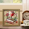 Diamond Painting Wooden Double-Sided Rose and Book Ornaments Kit with Photo Frame Desktop