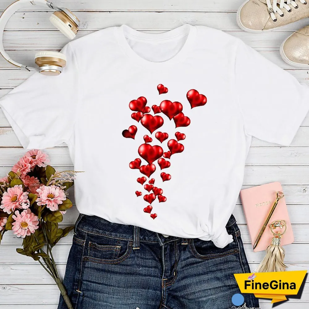 T-shirts Women Love Geometric Trend Style 90s Spring Summer Tshirt Top Lady Print Clothes Graphic Female Tee T-Shirt