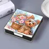 PU Dog Flower Diamond Painting Notecard Box with 160 Sheets of Paper