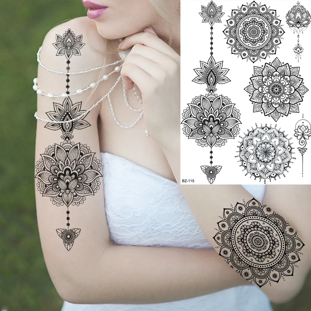Black Rose Flower Sexy Temporary Tattoos For Women Adult Thigh Peony Skull Realistic Fake Tattoo Sexy Washable Tatoos Sticker