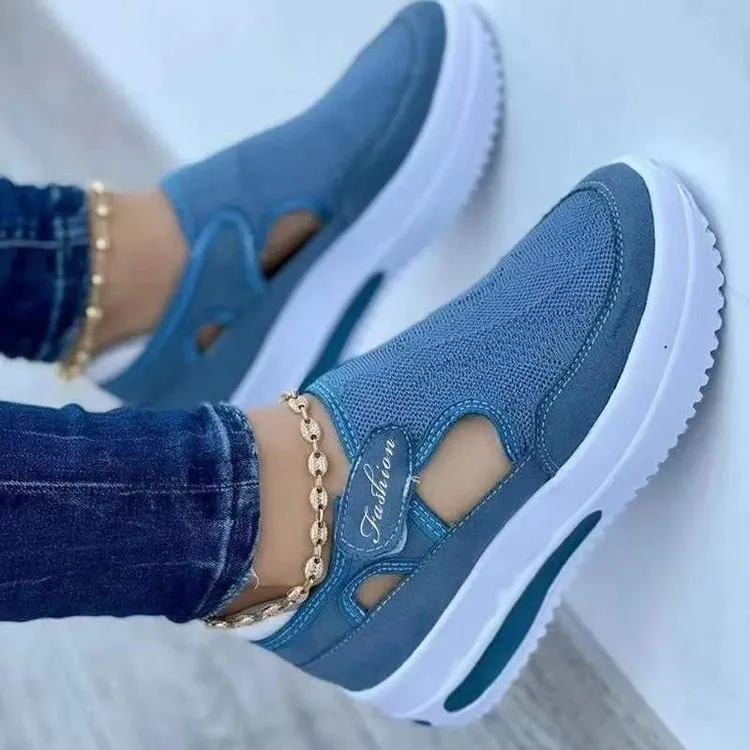 Platform Sneakers Women 2022 Summer New Breathable Mesh Velcro Wedge Casual Sport Shoes Size 43 Non slip Woman Vulcanize Shoes