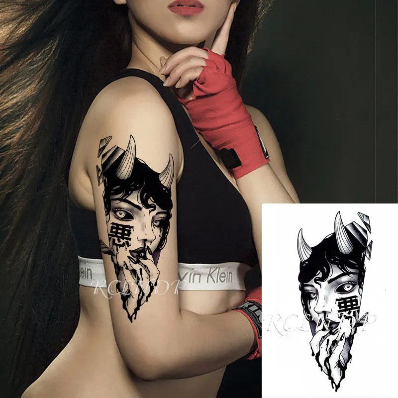 Waterproof Temporary Tattoo Sticker Sexy Thigh Love Sick English Words Gothic Water Transfer Fake Tatto Flash Tatoo for Women