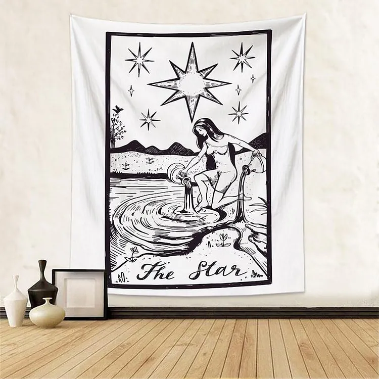 The Black and White Star Tarot Tapestry Wall Hanging