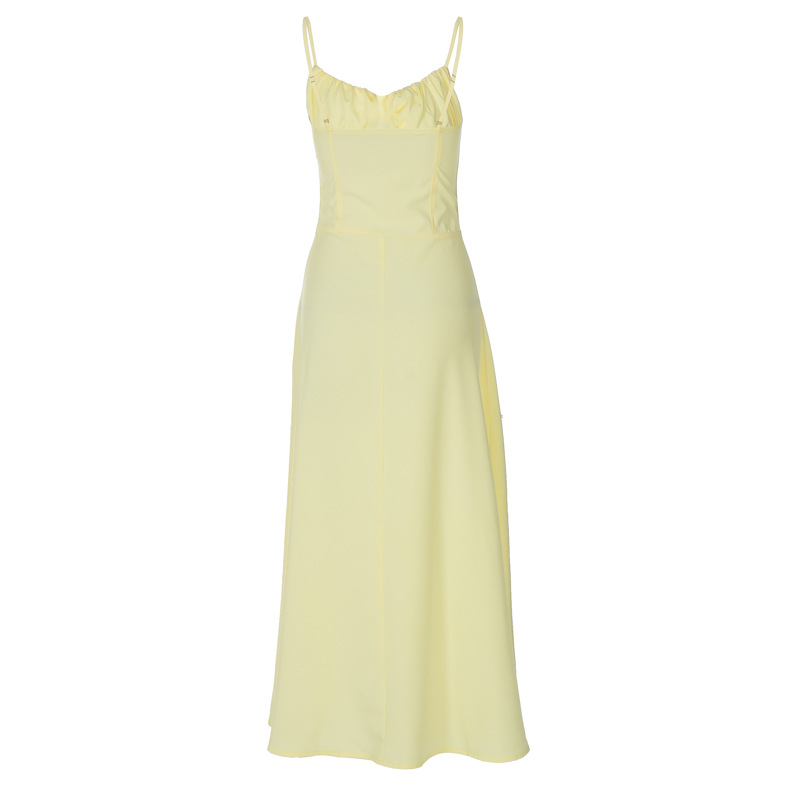 Mozision Spaghetti Strap Backless Pleated Long Dress For Women Fashion Lace Up Sleeveless A-line Loose Sexy Maxi Dress 2024
