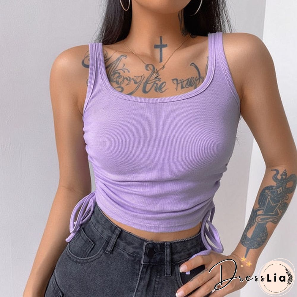 Casual Solid O-Neck Long Sleeve Crop Top Women Side Drawstring Ruched White T-Shirt Female Tee Shirt Top For Women Clothing