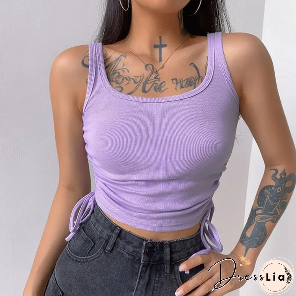 Casual Solid O-Neck Long Sleeve Crop Top Women Side Drawstring Ruched White T-Shirt Female Tee Shirt Top For Women Clothing