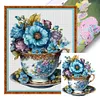 (Multi-Style) Flowers In Tea Cup - 18CT Stamped Cross Stitch 20*25cm/7.87*9.84in