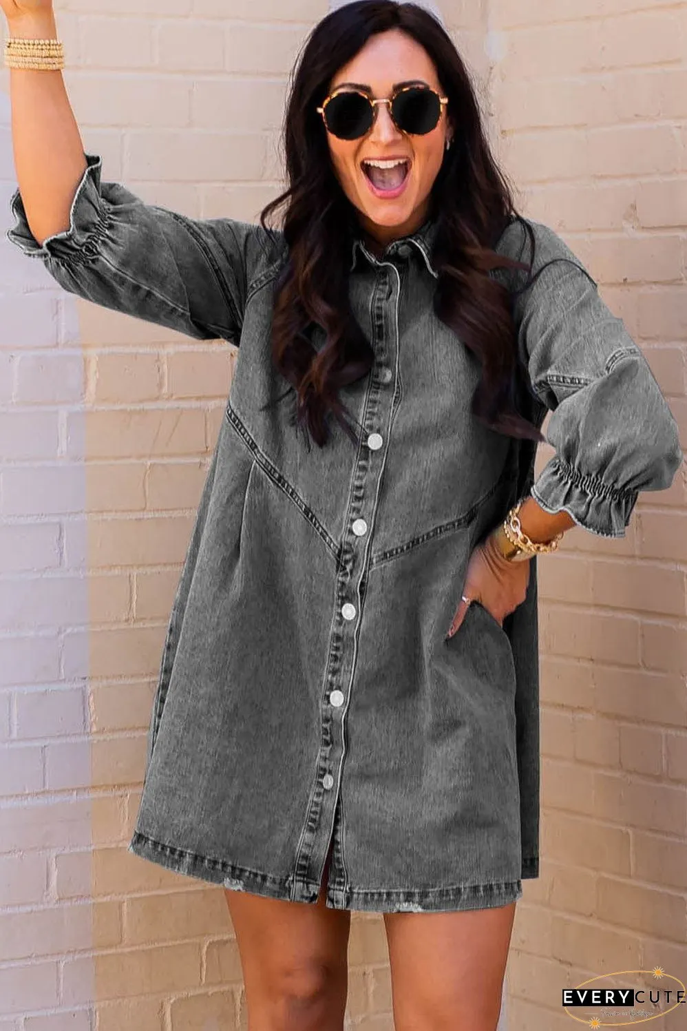 Drop Shoulder Denim Dress
