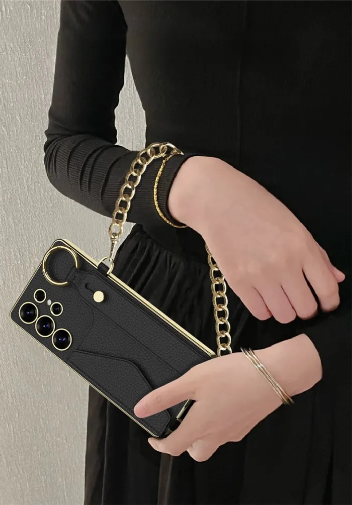 Samsung S25Ultra card holder wrist strap crossbody phone case