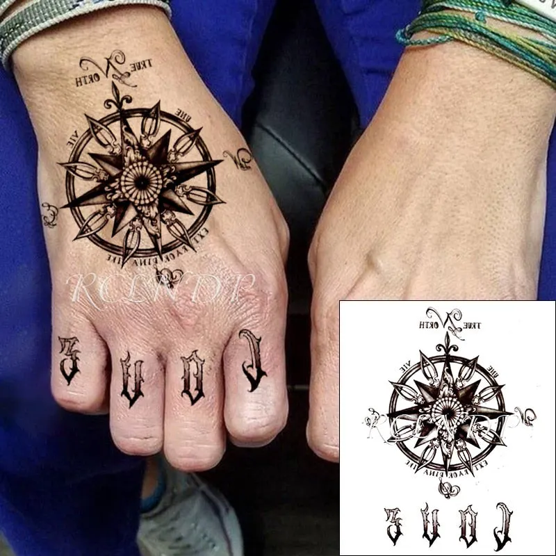 Waterproof Temporary Tattoo Sticker Satan Lucifer Circle Steering Fake Tatto Flash Tatoo Hand back Art Tattoos for Boy Women Men