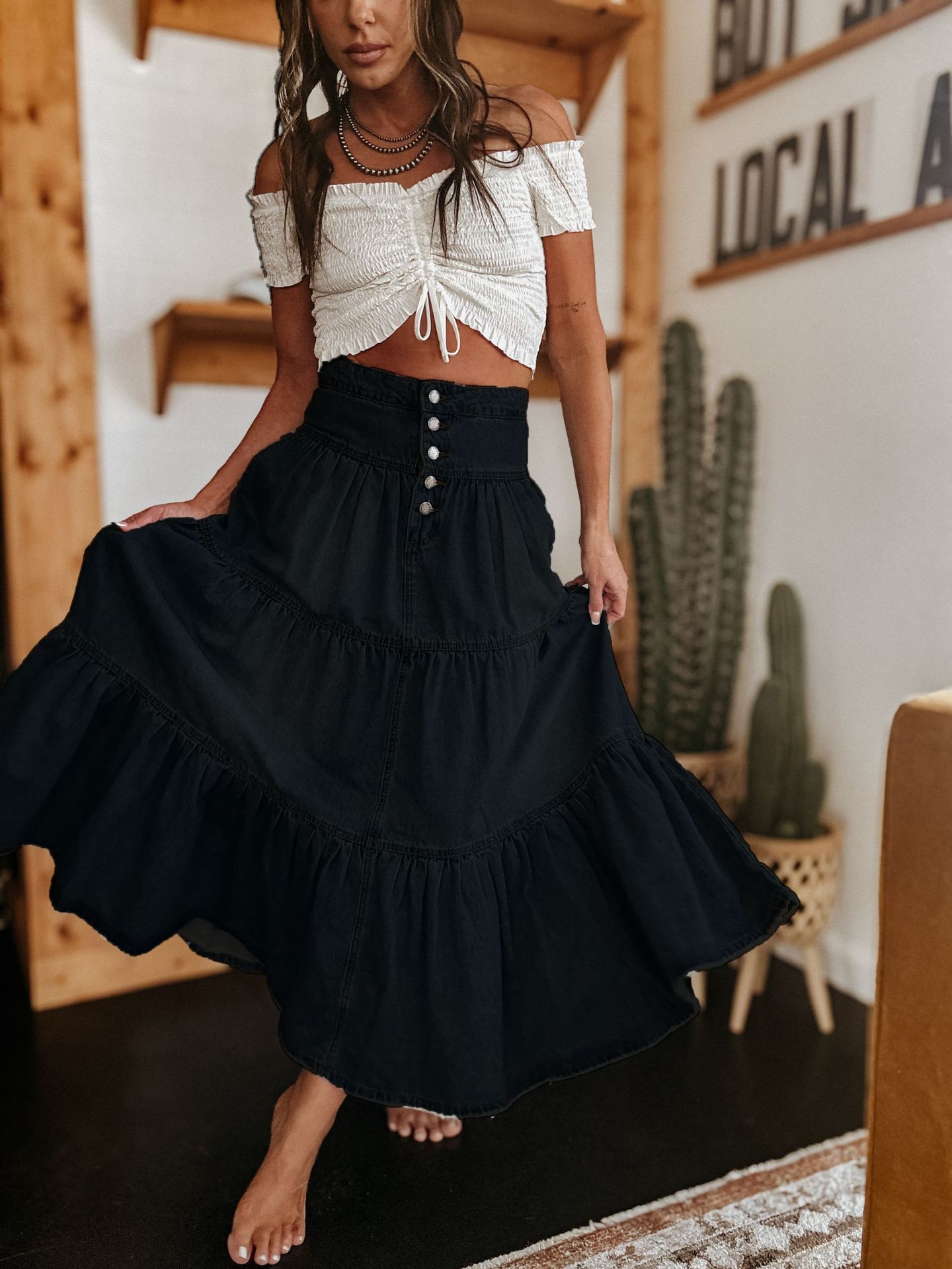 Women's Non-See-Through Denim Skirt - Elegant A-Line Layered Cake Layers, Mid-Length Flared Hem For Casual, Formal, Everyday Outfits - Machine Washable Non-Irritating Fabric - Spring/Summer/Fall Fashion Essential, Jean Skirts, Versatile Clothing | IFYHOME