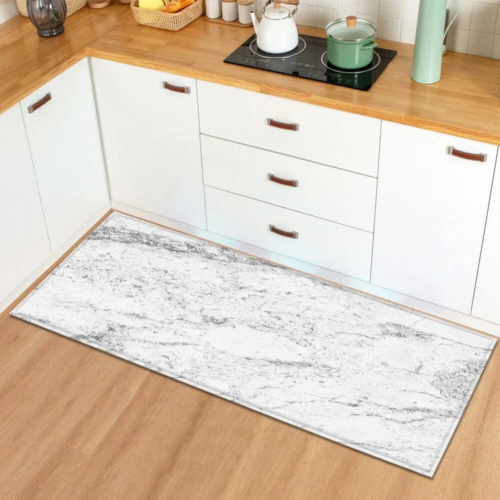 Kitchen Mat Home Entrance Doormat Living Room Bedroom Floor Decoration Long Carpet Marble Pattern Hallway Bathroom Anti-Slip Rug