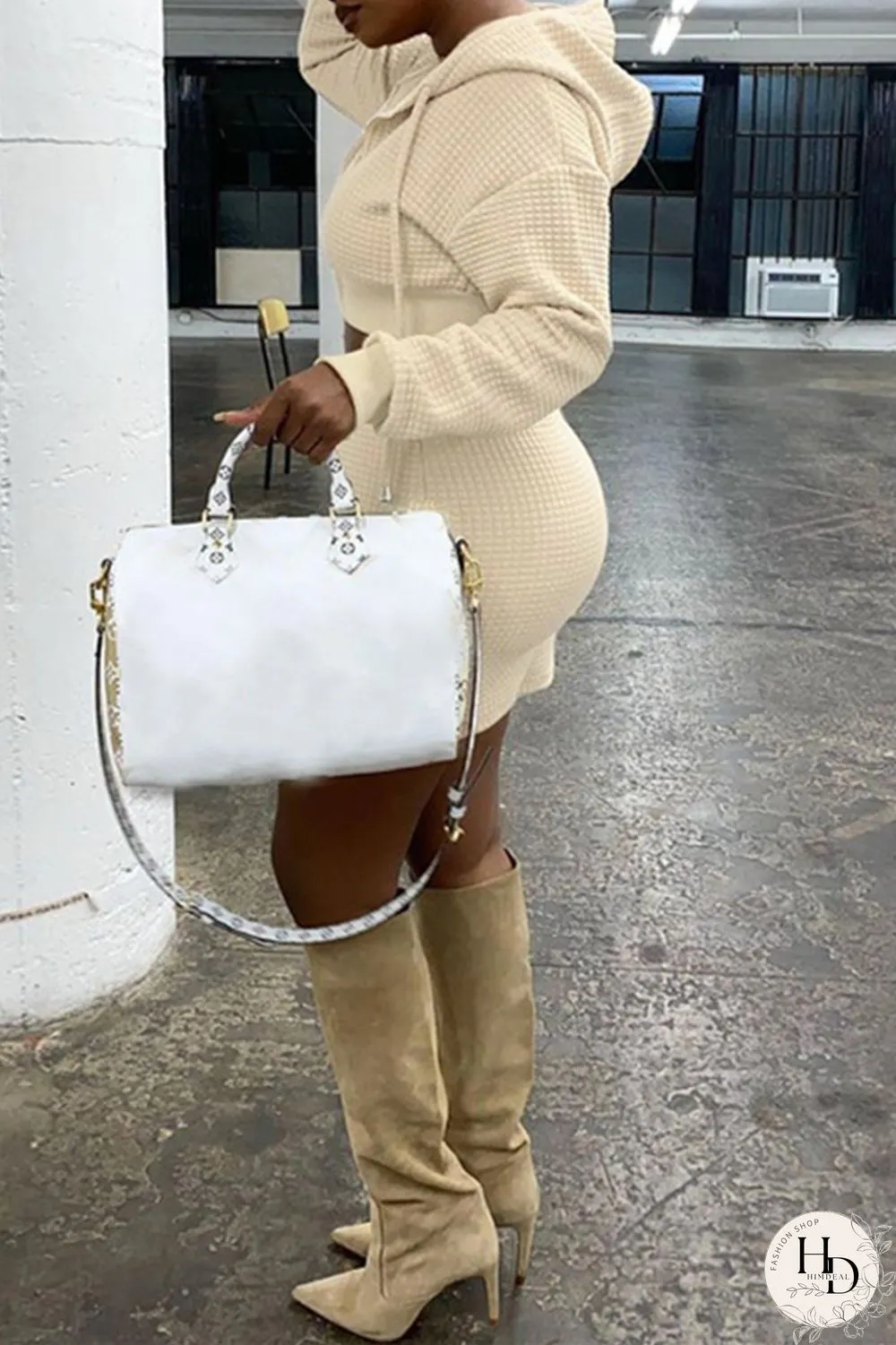 Brown Sexy Casual Solid Basic Hooded Collar Long Sleeve Two Pieces