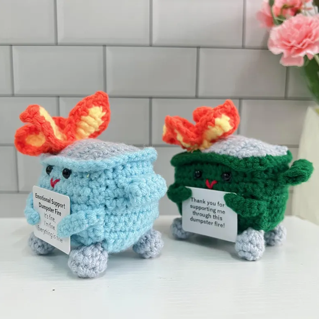 💖Handmade Crochet Dumpster Fire🎁Emotional Support Gift
