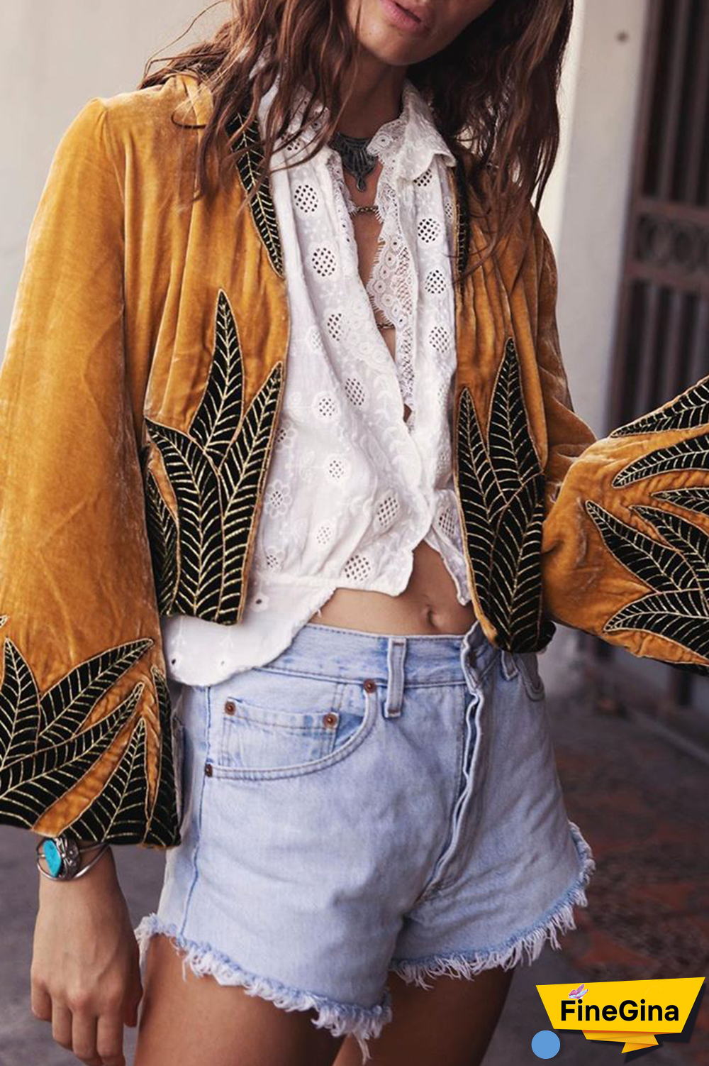 Casual Print Split Joint Cardigan Collar Outerwear