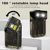 LED+COB Mini Keychain Flashlight 380LM Type-C Rechargeable for Camping (Black)