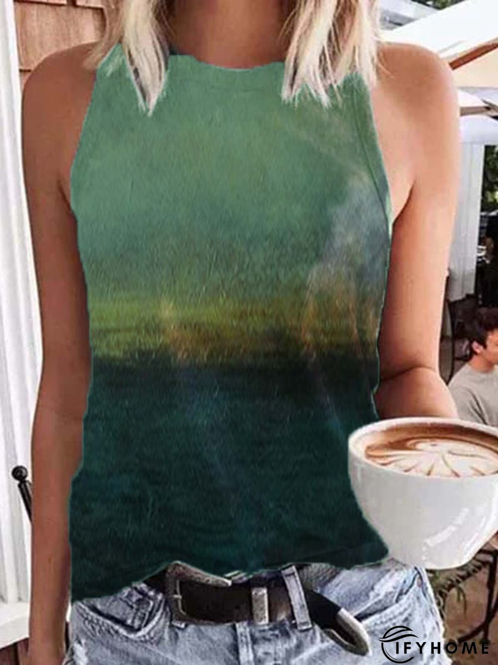 Cotton-Blend Shift Crew Neck Sleeveless Tank & Cami | IFYHOME