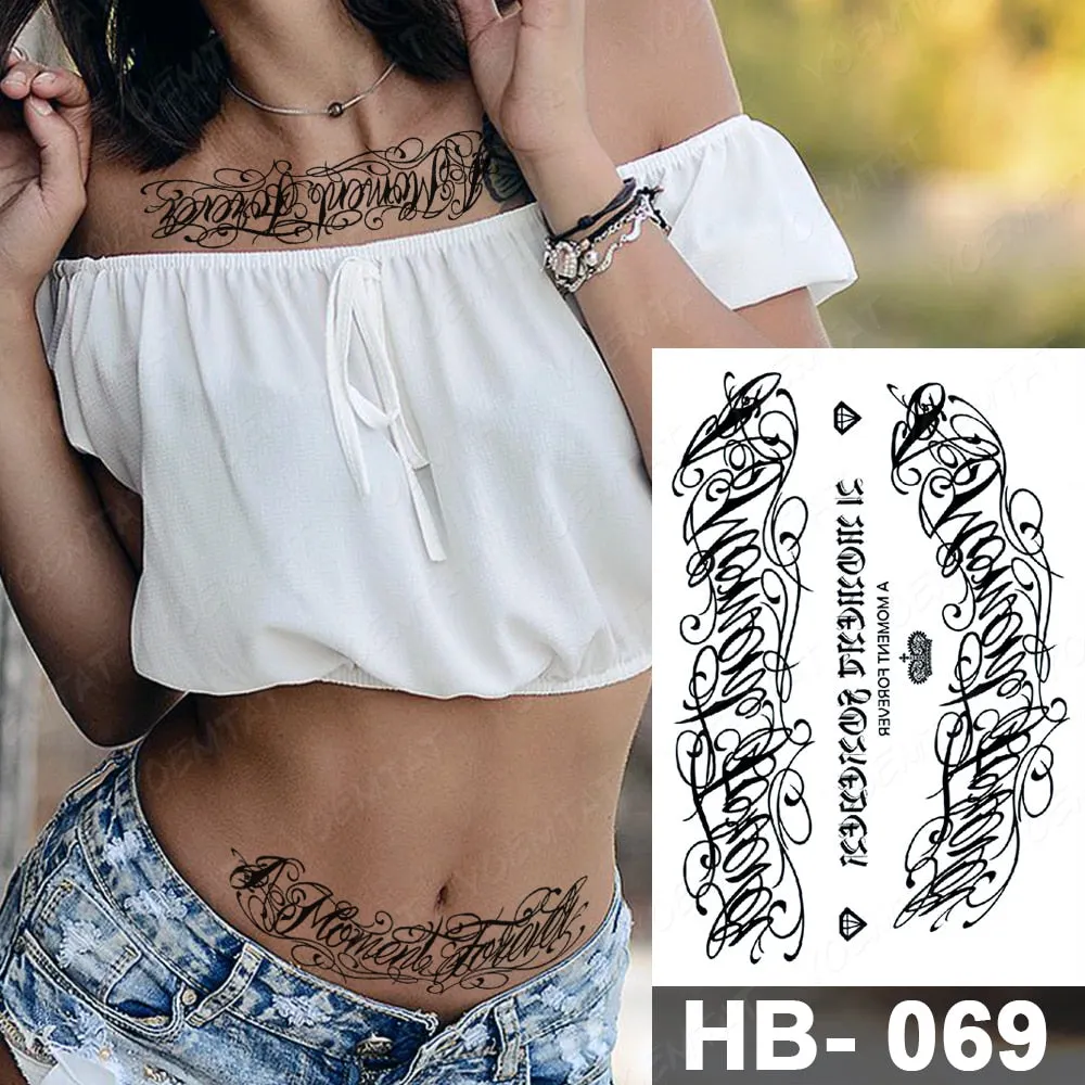 Arabic Language Waterproof Temporary Tattoo Sticker Black Love Text Word Letter Body Art Arm Couple Fake Tatoo For Women Men