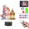 (US Local)Acrylic Double Sided Xmas Snowman 5D Diamond Painting Night Light for Tabletop