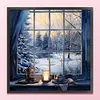 Window Snow Scene - 11CT Stamped Cross Stitch 50*50cm/19.69*19.69in