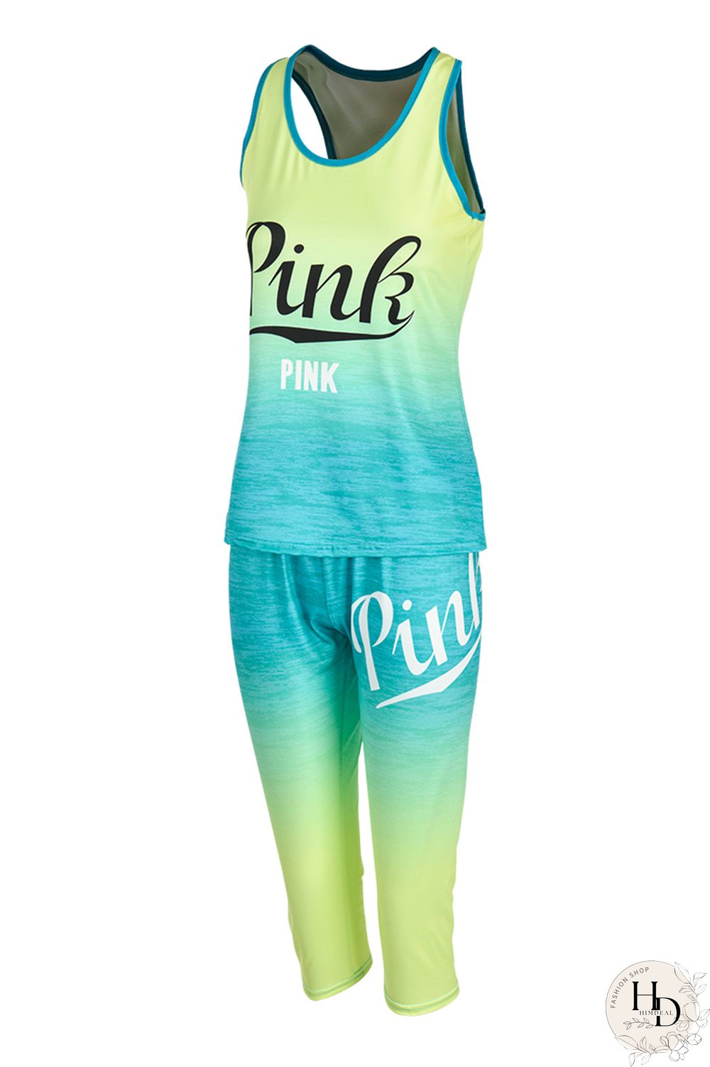 Rose Red Fashion Sportswear Letter Print Basic O Neck Sleeveless Two Pieces