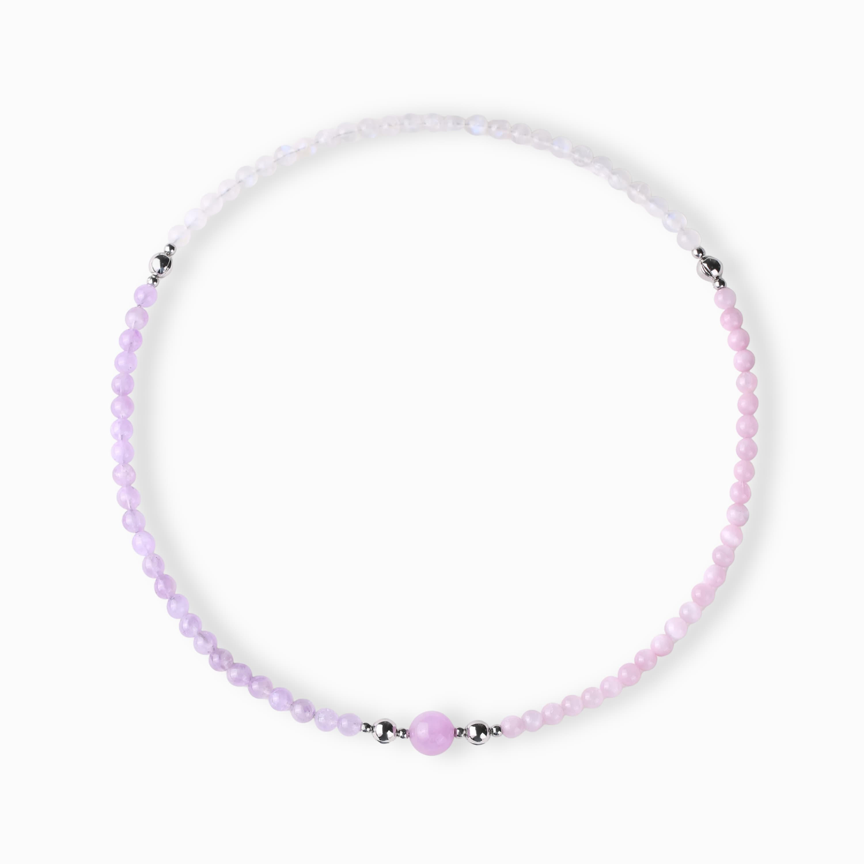 White Jade Amethyst Kunzite Magnetic Necklace Set with modular magnetic styling, product view