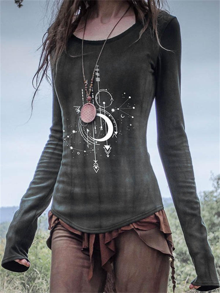 Moon Totem Tribal Tie Dye T Shirt elevenforest