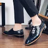 Mens Blue Wholecut Dress Shoes