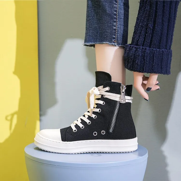Yyvonne 2022 Chunky Sneakers Women Round Toe Leisure Outwear Black Casual Shoes Platform Lace-Up Trainers Handmade Sapatos Feminina