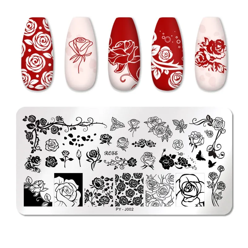 PICT YOU Nail Stamping Plates Flower Plant Pattern Nail Art Plate Stencil Stainless Steel Line Pictures Theme Image Plates Mold-Nail Inspo