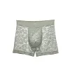 Men's high-end satin mid-waist sexy lace plus-size seamless boxer briefs