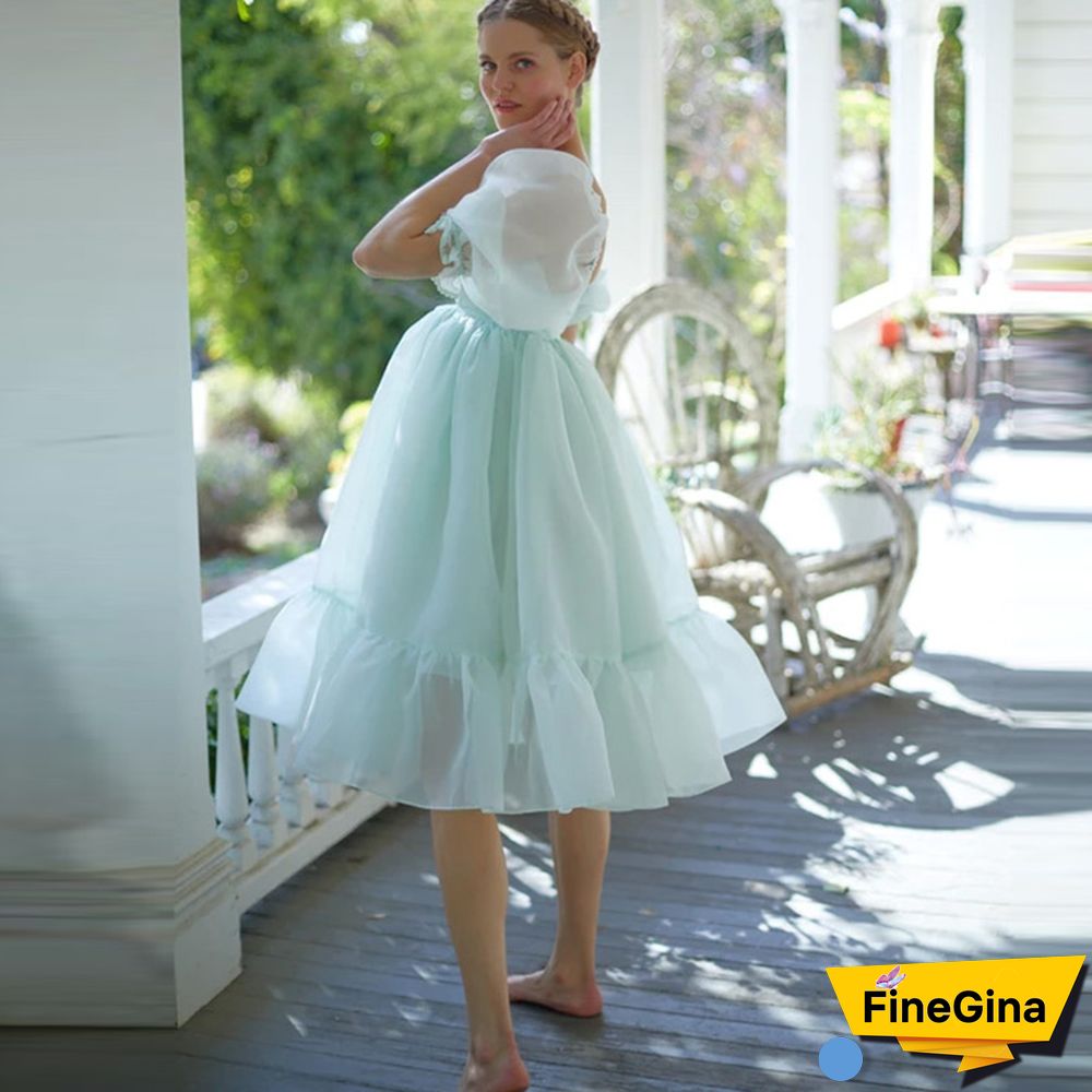 FUFUCAILLM Women's Mini Princess Dress Elegant Puff Sleeve Lace Party Court Prom Short Dresses Sexy Bandeau Backless Clubwear