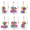 6Pcs DIY Diamond Painting Colored Dragon Keychain
