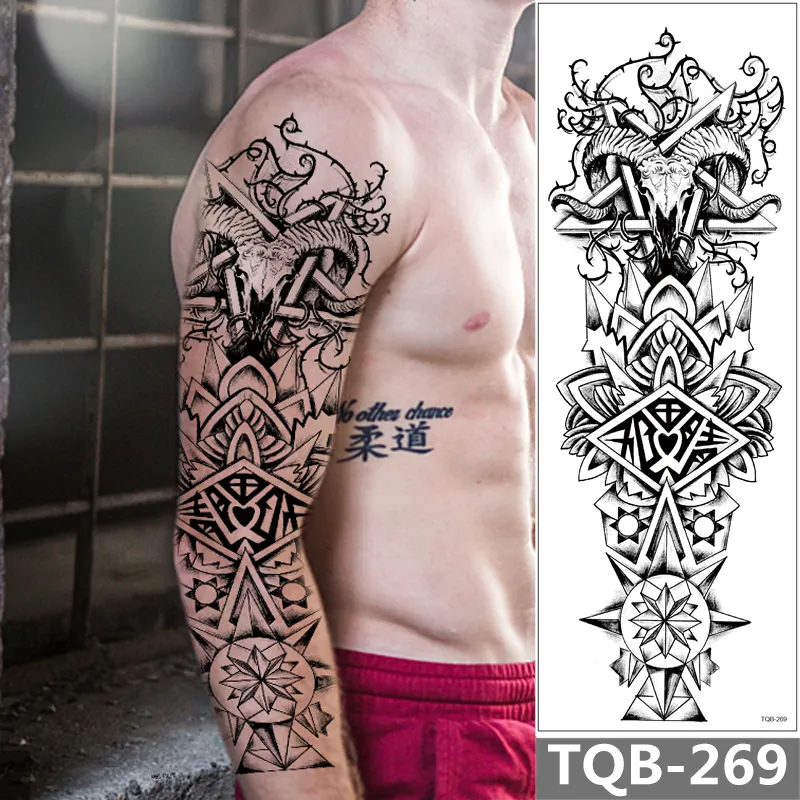 Sdrawing Arm Temporary Tattoo Sleeve For Men Maori Wolf Fake Large 3D Tatoo Stickers