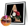 Flower Alphabet A - Full Round Diamond Painting 30*30cm