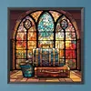 >SALE<5D DIY Full Round Drill Diamond Painting Mountain River Stained Glass 40x40cm