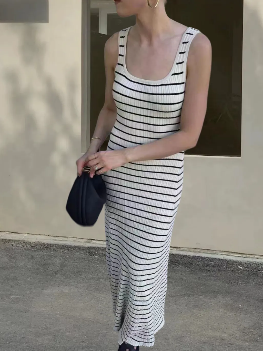Churchf Churchf Vest New Style Bump Color Beach Vacation Sexy Knit Striped Dress