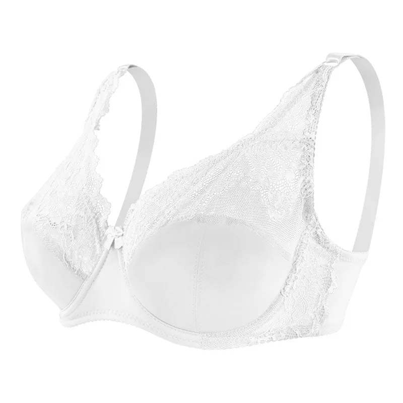 Sexy Bra Women Large Lace Bralette Plus Size Lingerie Female Thin Lace Brassiere Underwear Underwire Padded Bras C D Cup