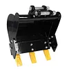 [US Local Warehouse] 400mm Bucket Metal Trenching Digger for Most 0.8-1.8 Ton Small Diggers Mini Excavator Digging Bucket Attachment 0.98in Hole 3.46in Center Wheelbase Mini Excavator Attachment w/ Metal Teeth