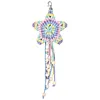 Handmade Five-Pointed Star Car Pendant with Wood Bead Crochet Bag Charm Keychain Making Supplies DIY Hand Woven Tassel Dream Catcher Ornament Cars Rearview Mirror Hanging Accessories