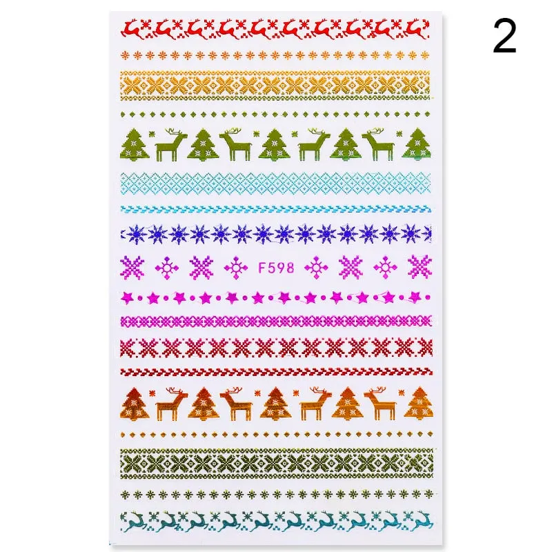 Sliver Bronzing 3D Christmas Nail Art Decoration Sticker Sparkly White Colorful Glitter Geometry Snowflake Winter Slider Foil