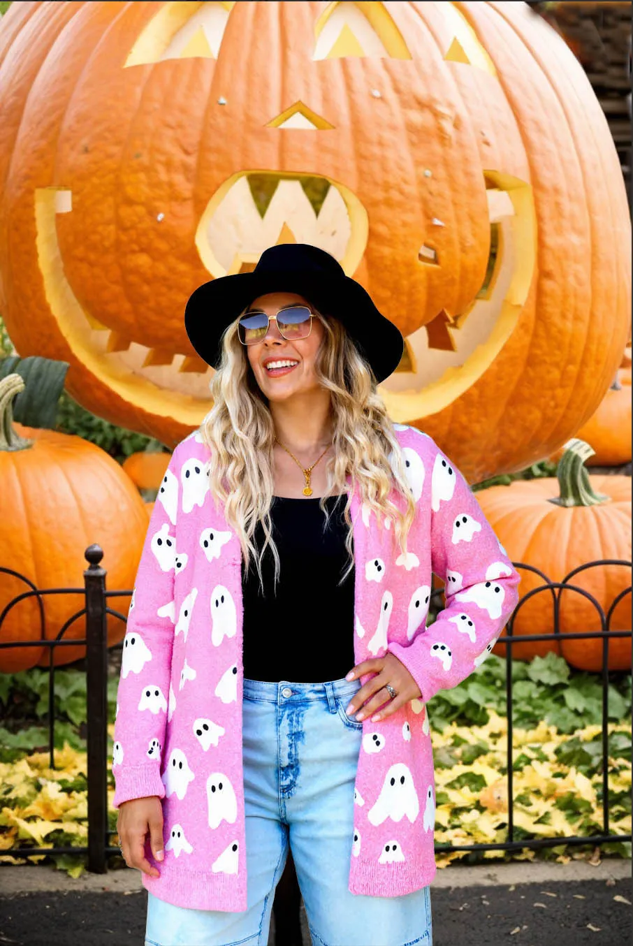 Athvotar Athvotar Ghost Pattern Long Knitted Open Shirt In Autumn And Winter Long Loose Sweater Coat Woman