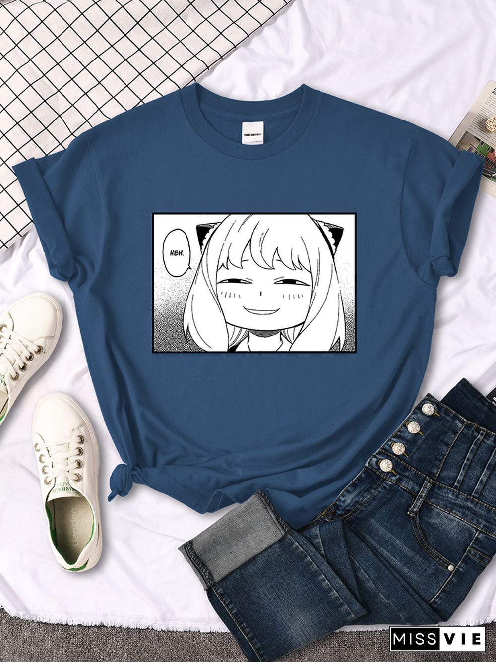Spy X Family - Anya Heh Manga Print Women T Shirt Breathable Street Short Sleeve Hip Hop Summer Clothes Fashion Quality T-Shirt