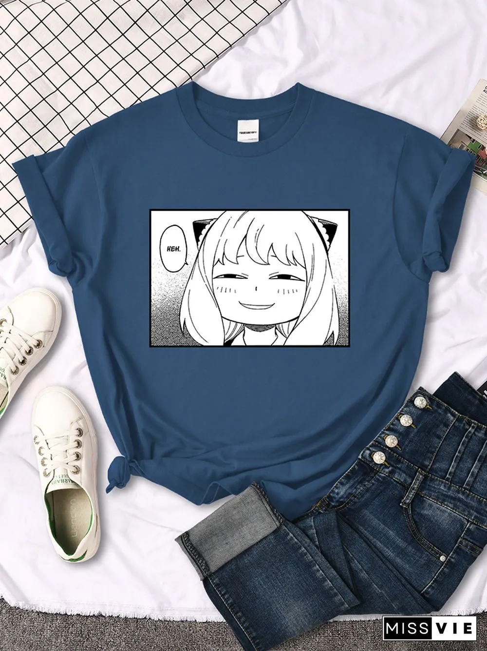 Spy X Family - Anya Heh Manga Print Women T Shirt Breathable Street Short Sleeve Hip Hop Summer Clothes Fashion Quality T-Shirt
