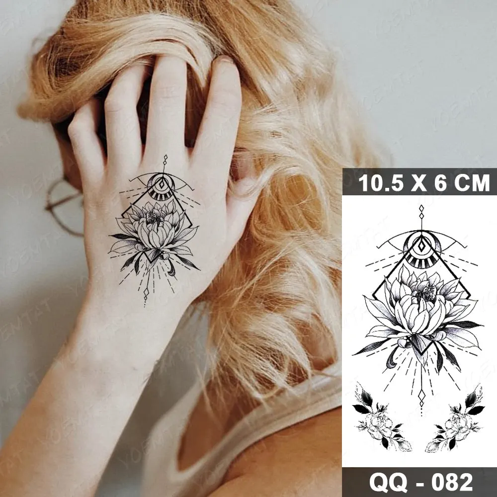 Waterproof Temporary Tattoo Sticker Small Lines Flowers Flash Tatoo Geometry Hand Arm Wrist Fake Tatto For Body Art Women Child