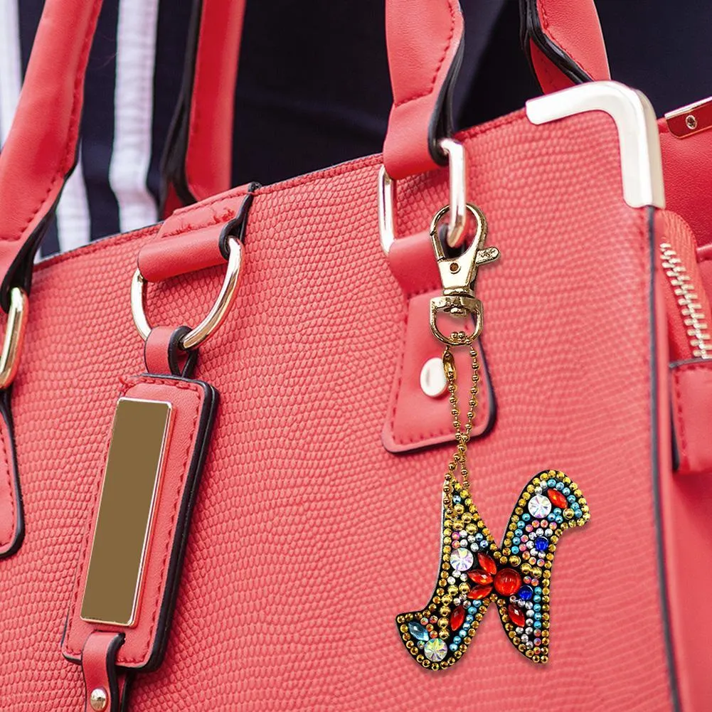 DIY Key Chain Diamond Painting Letters Women Girl Bag Keyring Pendant Gift