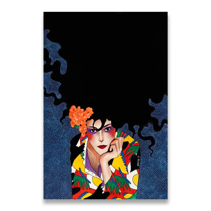 Vintage Abstract Girl Hair Flower Women Wall Art Canvas Painting Fashion Nordic Poster Wall Pictures For Living Room Unframed